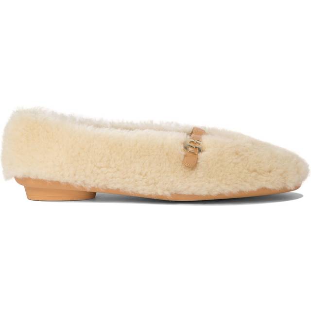 Ferragamo Women's "noella Fur" Shearling Ballet Flats in Beige | Size 7 | 0774916 (7)
