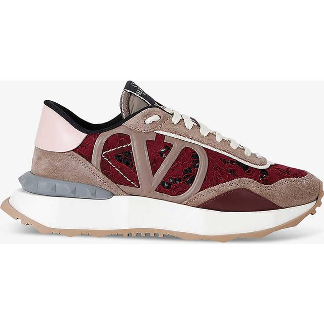 Valentino Garavani Womens Wine Comb Lace Runner Branded Mesh and Low-top Trainers Eur 36 / 3 Uk Women - WINE COMB