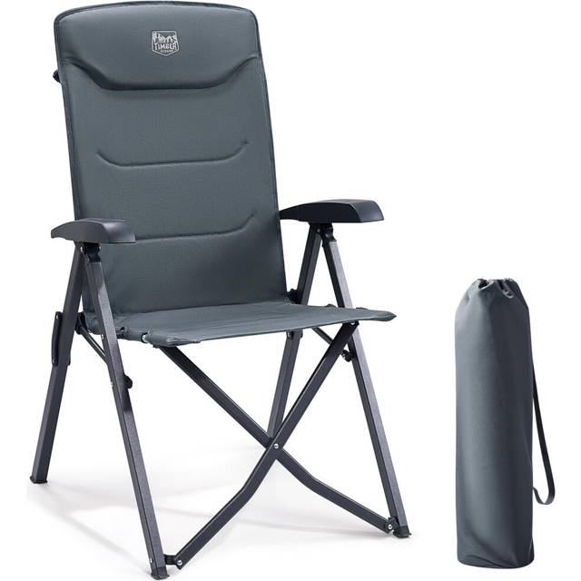 TIMBER RIDGE Camping Chairs for Adults Heavy Duty Portable Folding Garden Chairs, High Back Adjustable Outdoor Chair 4-Position Recliner for Camp