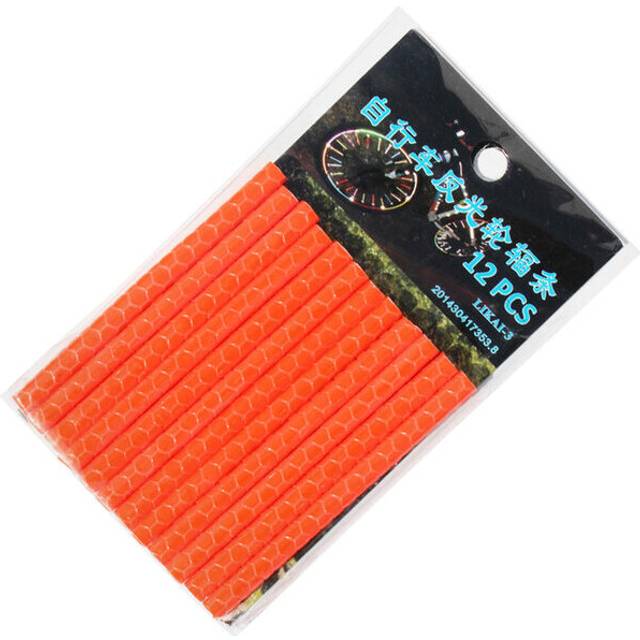 (a-Orange) 12Pcs Bicycle Lights Wheel Rim Spoke Clip Tube Safety Warning Light Cycling Bike Strip Reflective Reflector Bicycle Accessories