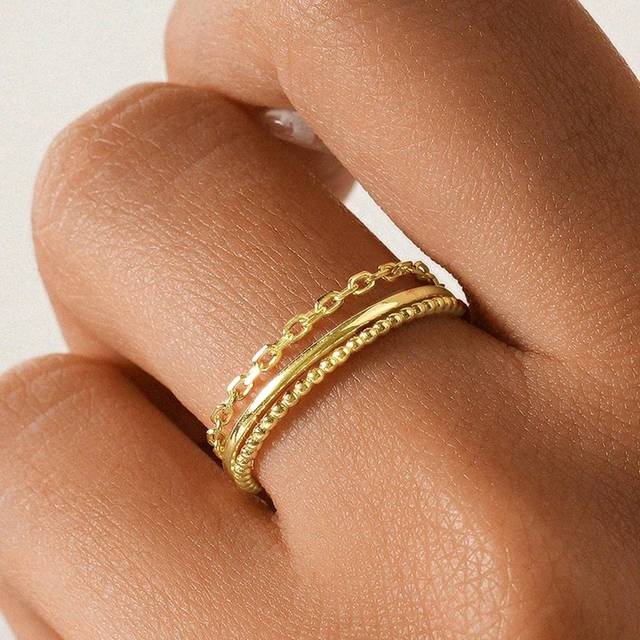 SHEIN 3Pcs Stacking Rings 925 Sterling  Silver Ring For Women Vintage Minimalist Style Eternity  Bridal Jewelry Happy Easter Fine Jewelry