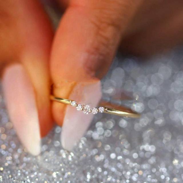 BALMORA 1pc Sterling S925 Silver Vintage Simple Fashion Retro Elegant Mini Cubic Zirconia Minimalist Gold Finger Ring For Women Girl Daily Wearing Party Jewel