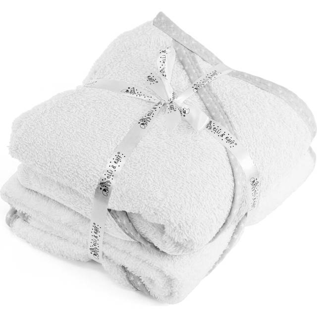 2 x hooded baby towel 100% cotton bath wrap baby shower gifts boy girl white
