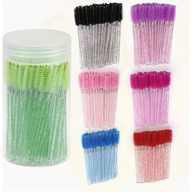 SHEIN Disposable Eyelash Extension Brushes 10/25/50/100pcs Set- Professional Makeup Tools For Mascara & Eyebrow Grooming, Salon And Home Use