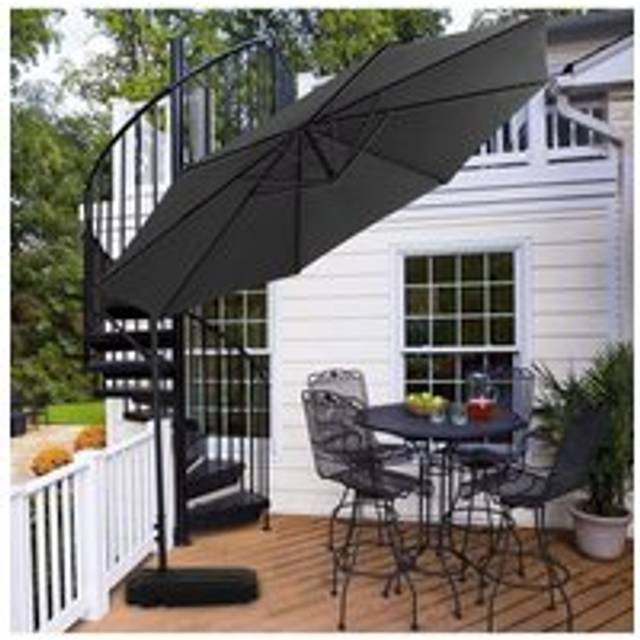 3M Banana Cantilever Patio Parasol for Outdoor Sunshade and Rain with Fillable Base on Wheels - Black - One Size