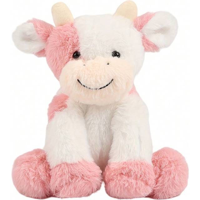 Molutian 20cm/7.87in Cute Sitting Cow Stuffed Animals Soft Cuddly Cow Plush Stuffed Animal Birthday Gifts For Boys And Girls Plush Animal Decorations ,Room Dec