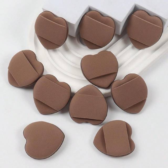 SHEIN 10pcs Mini Finger Makeup Sponge Puff. Including Air Cushion Puff, Latex-Free Hybrid Sponge And Makeup Puff, For Liquid Foundation, Powder Foundation,