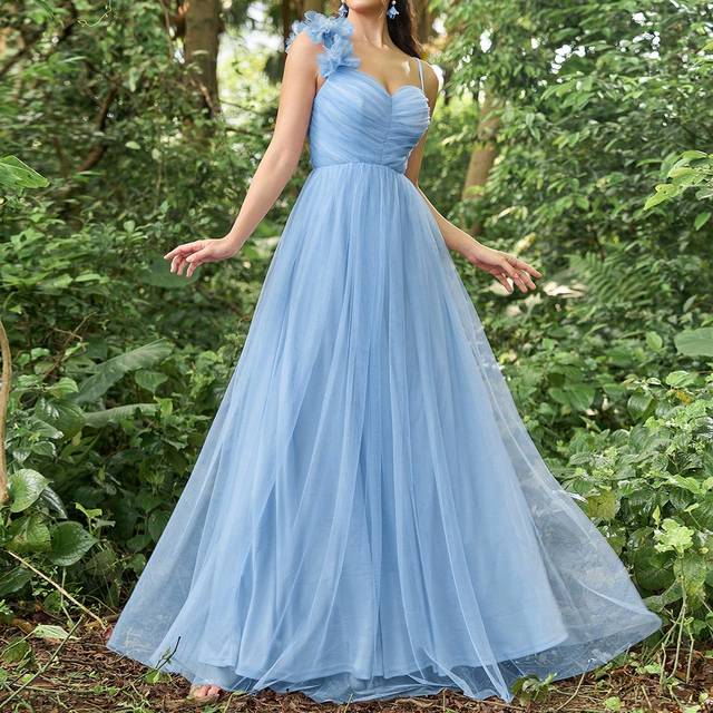 Faeriesty Faeriesty Luxe Gorgeous Elegant Tulle Maxi Evening Dress With Floral Applique | Luxury Formal Wear For Black Tie Galas, Forest-Green Weddings, And Epi
