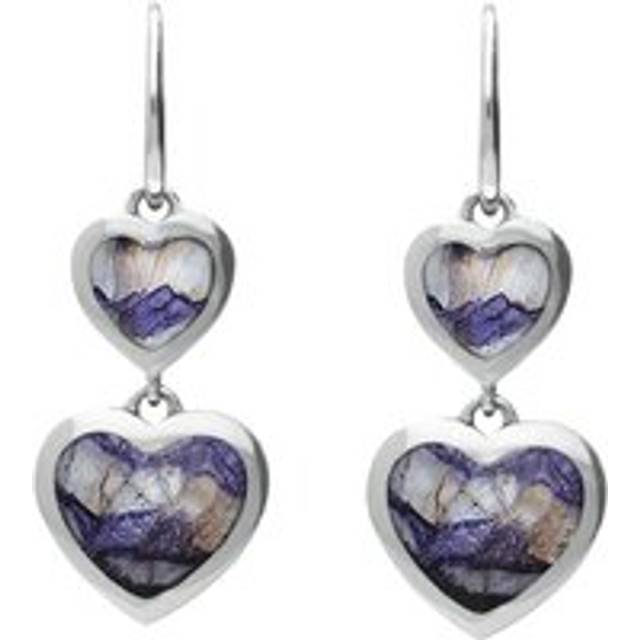 Sterling Silver Blue John Graduated Heart Drop Earrings
