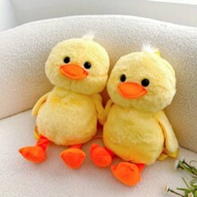 Söt gul anka ryggsäck, tecknad dagsäck för gosedjur, Kawaii Duck Doll Skolväska