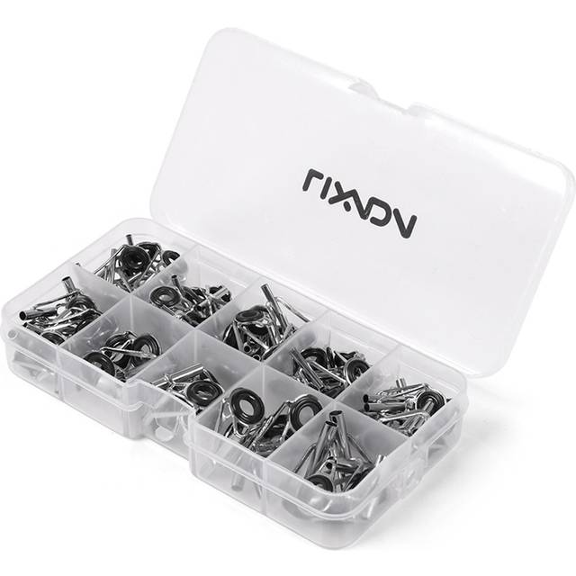 80Pcs Fishing Rod Guide Tip Repair Kit Set DIY Eye Rings Different Size Stainless Steel Frames with Box