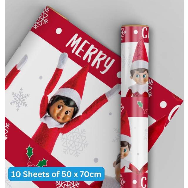 Elf on the Shelf Christmas Wrapping Paper 10 Sheets & 10 Tags