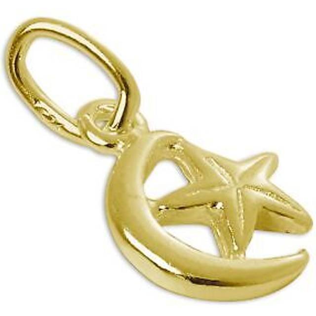 Gold Plated Tiny Sterling Silver Crescent Moon & Star Charm