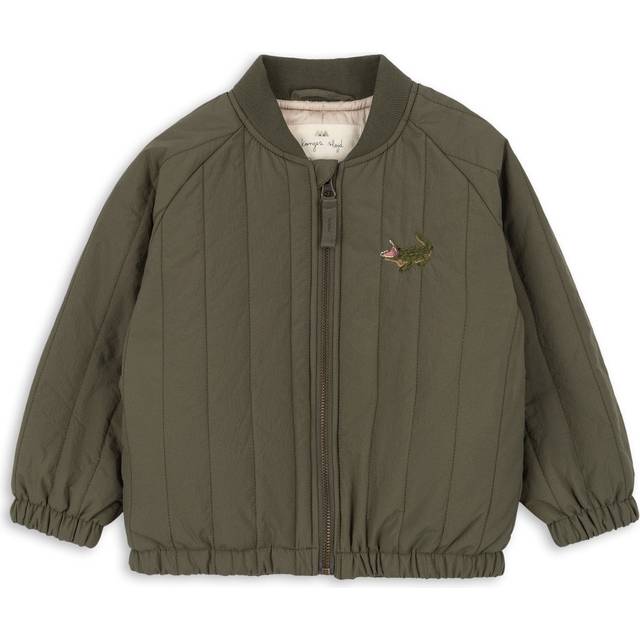 Juno Crocodile Embroidered Quilted Bomber Jacket (Olive), 7-8 Years (122-128cm)