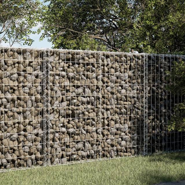 vidaXL Gabion Basket with Cover 100x100x100 cm Galvanised Iron - Silver