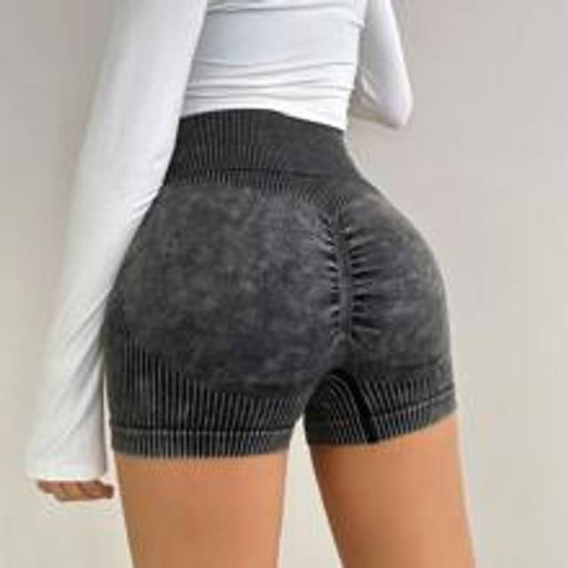 Solid Color High Waist Butt Lifting Shorts Sommar - Grå (L,M,S,XL)
