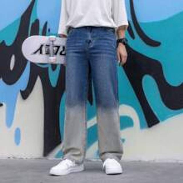 Tonårspojke Nya Casual Fashionabla Gradient Färg Vattentvättade raka ben jeans - Mörktvätt (14Y,13Y,16Y,15Y)