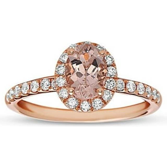 Diamond & Morganite Engagement Ring, 14K Rose Gold - Size 6.5