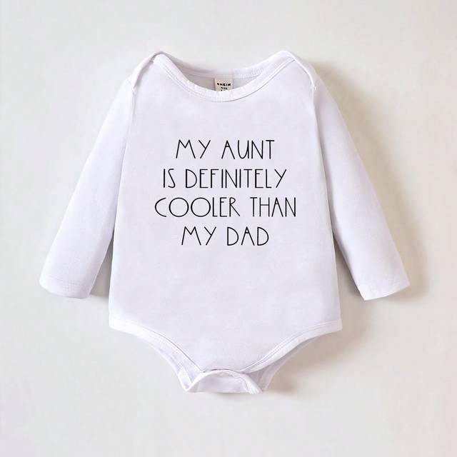 SHEIN Newborn Baby Boys Casual Basic Bodysuit With Fun Slogan Print