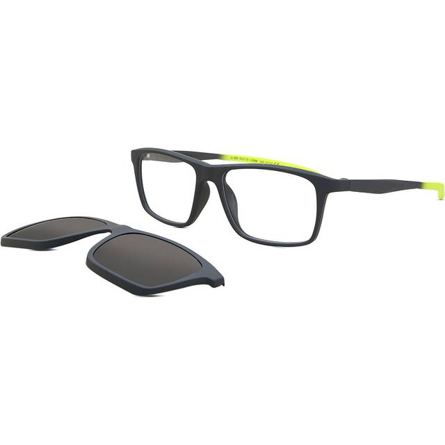 Square Clip-On Plastic Men&#39;s Prescription Glasses Online Grey Size 53 - Free Lenses - Blue Light Block Available - SmartBuy Collection - Dark Grey (53)
