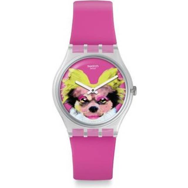 Swatch Pinkapippa Always Pippa Dog Pink Silicone Strap Girls Watch GE267
