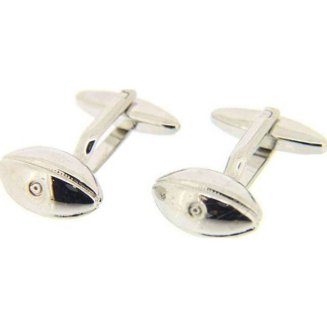 David van hagen mens rugby ball cufflinks - silver