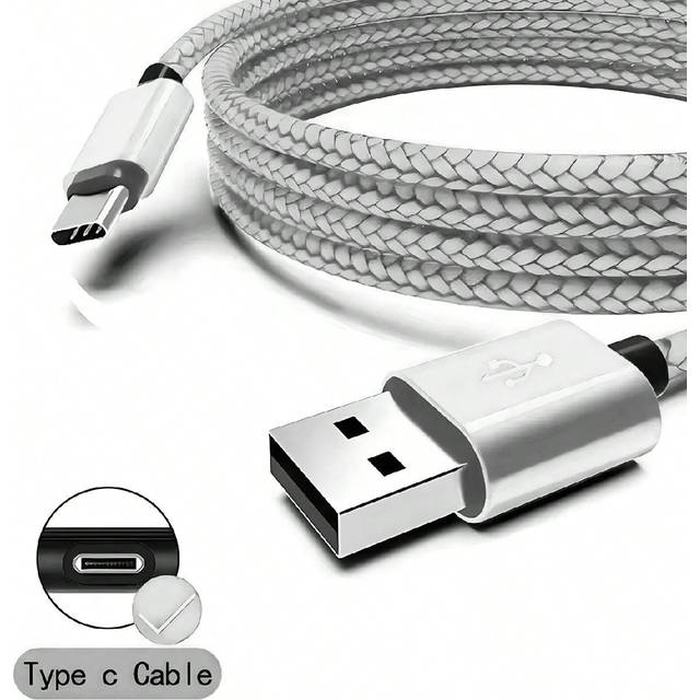 SHEIN 60w Fast Charging USB Type C Cable , Nylon Braided USB A To USB C Charger Cord Compatible For Galaxy S23 Ultra/S23/S23+/S22/S22 Ultra/S22+/S21 Ultra/S
