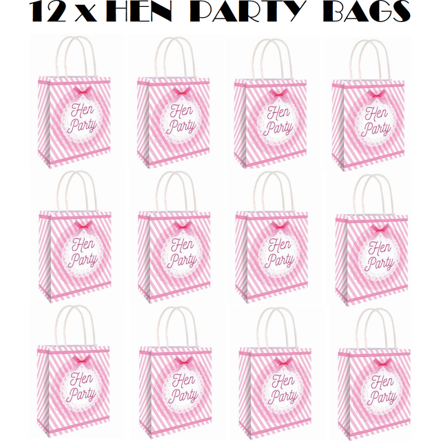 12 x vintage hen party bag printed paper bag wedding gift bag hen night bags
