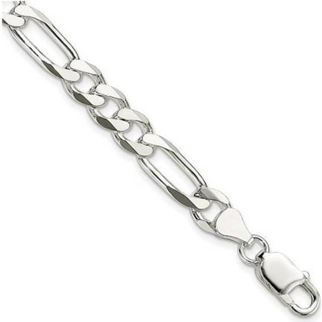 Sterling Silver 7.5 mm Figaro Chain 8 in. Bracelet