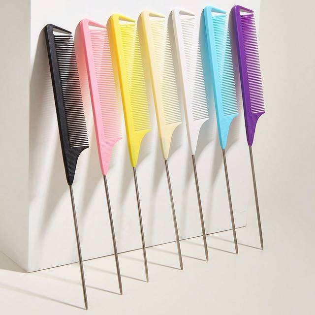 SHEIN 7-Piece Or 1-Piece Professional Point-Tailed Comb Pin-Tailed Comb Rat-Tailed Comb Parting Comb Stainless Steel Tail Comb Anti-Static Hairbrush: Multi-