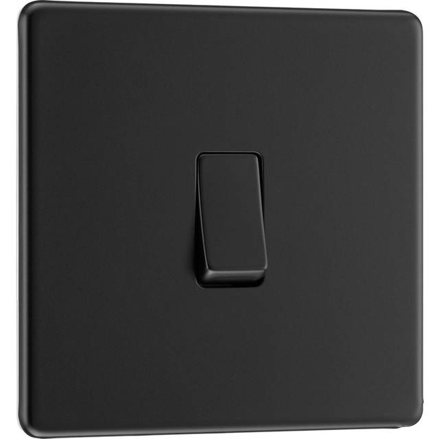 BG Screwless Flatplate Matt Switch 20A 16AX 1 Gang 2 Way in Black Plastic