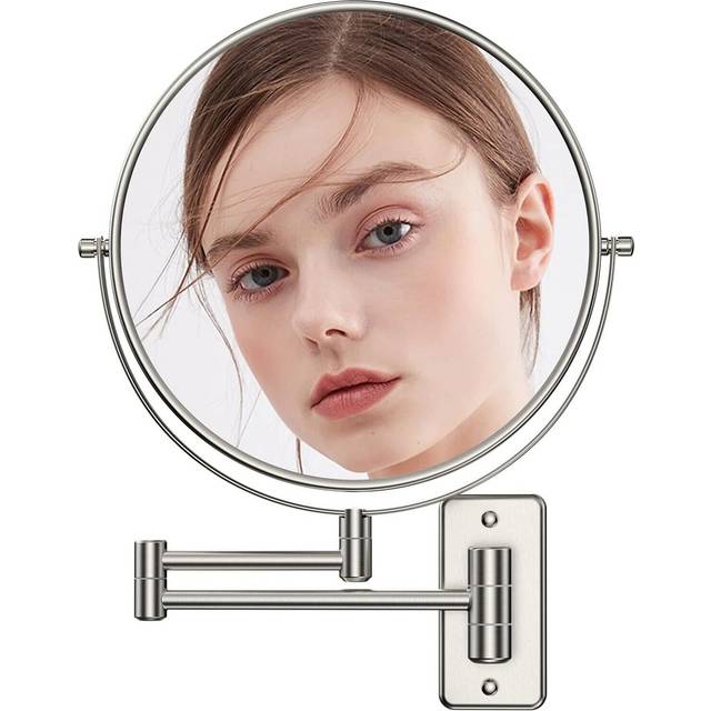Wall mounted extendable bathroom magnifying shaving makeup mirror double sided