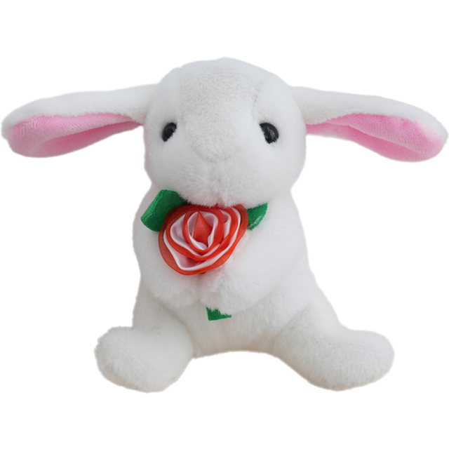 (White) Bunny Flower Rabbit Plush Toy Keychain Stuffed Toys Pp Cotton Filling Girl
