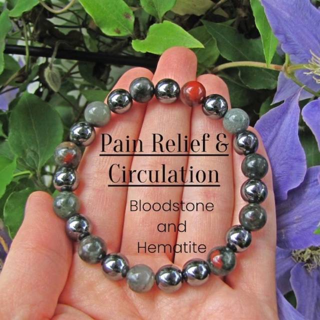 YAUKIA 1pc 8mm Bloodstone & Black Agate Crystal Healing Power Bracelet, Ladies&#39; Yoga Bracelet