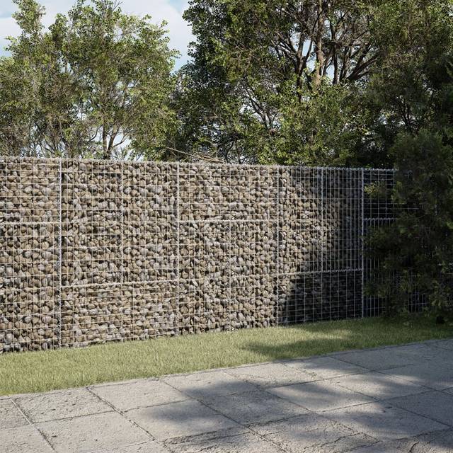 vidaXL Gabion Basket with Cover 300x100x150 cm Galvanised Iron - Silver