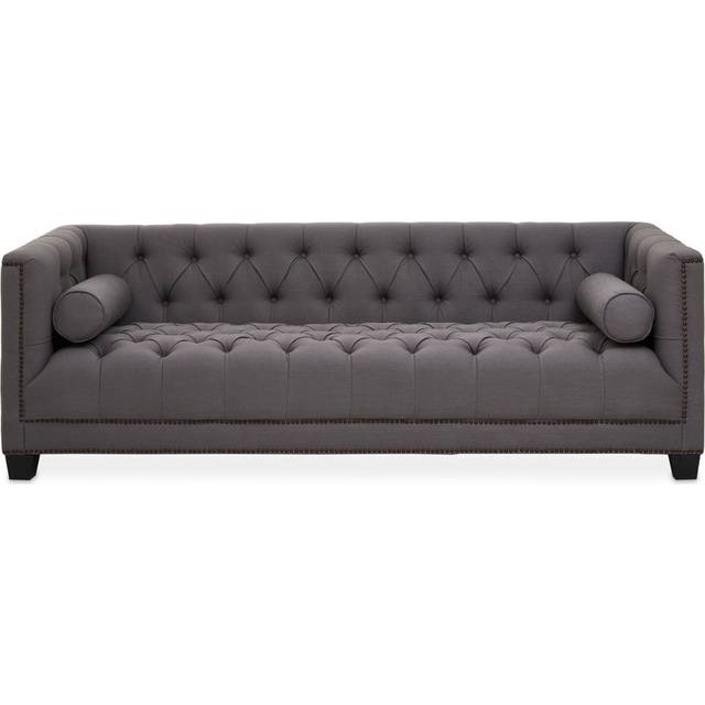 Surina Square Arm Chesterfield Sofa - Grey (72cm H x 228cm W x 89cm D/3)