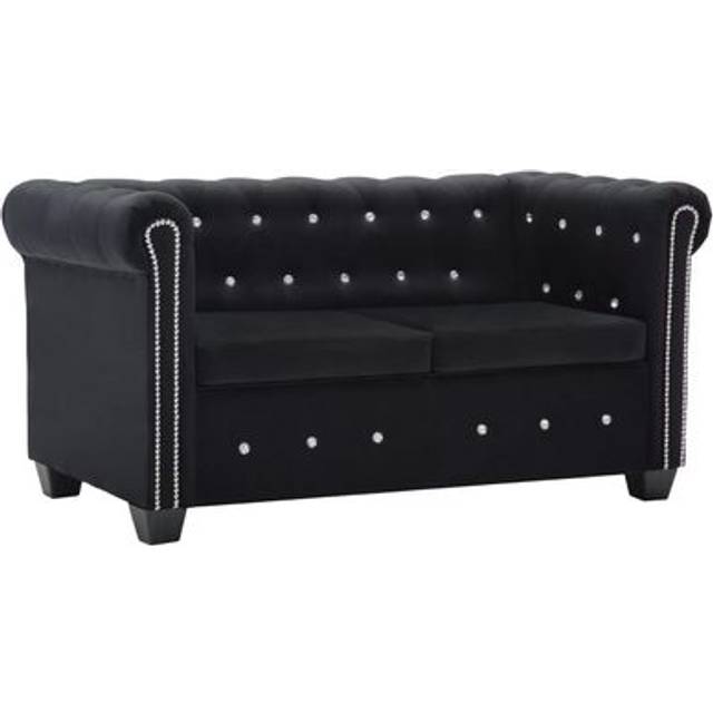 vidaXL Chesterfieldsoffa 2-sits sammet 146x75x72 cm svart