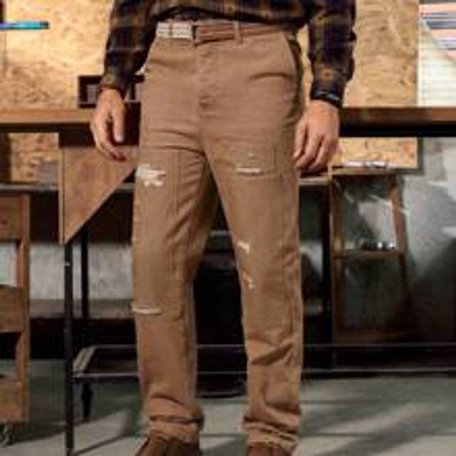 Vintage amerikansk stil herr Khaki Denim Cargo Jeans Lösa raka byxor med patchwork - Kaki (L,M,S,XL,XXL)