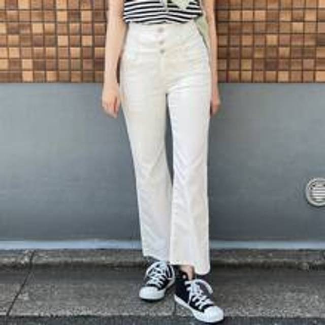Kvinnor Button Fly Flare mångsidiga jeans - Vitt (L,M,S,XL)