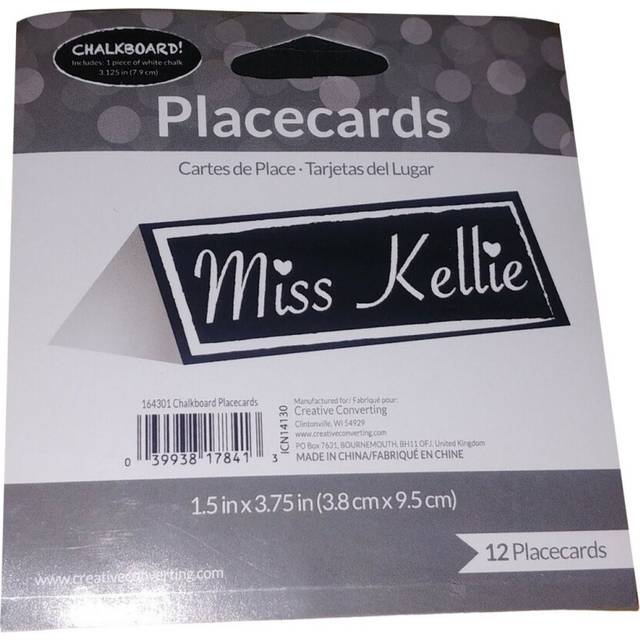 Creative Party Paper Chalk Board Place Cards (Pack of 12) - Black/white