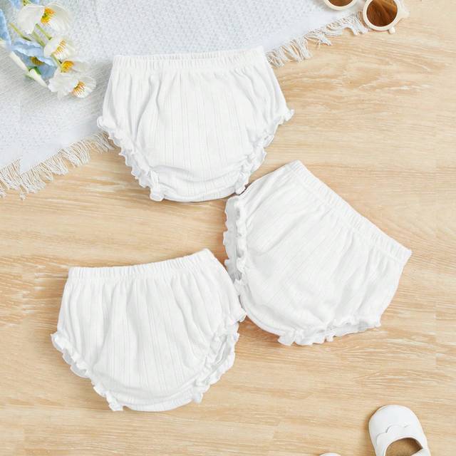 SHEIN Baby Girl Knitted Casual Solid Color Elastic Waist Triangle Briefs