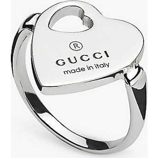 Gucci Womens Silver Brand-engraved Heart-shape Sterling-silver Signet Ring Q - SILVER