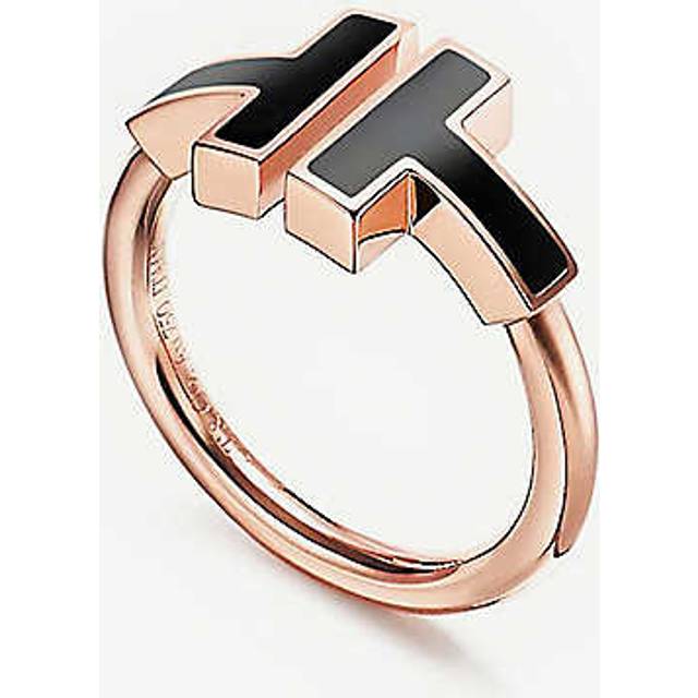 Tiffany & Co Womens Rose Gold T Square 18ct Rose-gold and Onyx Ring 6 - ROSE GOLD