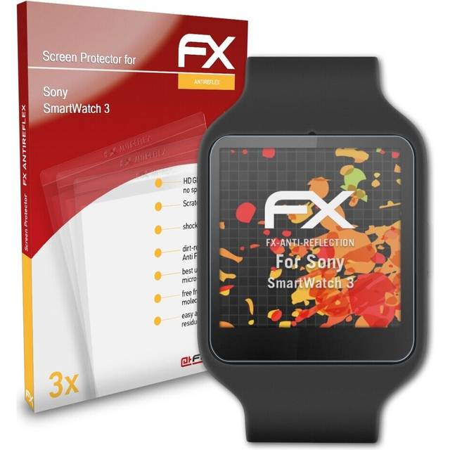 Atfolix 3x screen protection film for sony smartwatch 3 matt&shockproof