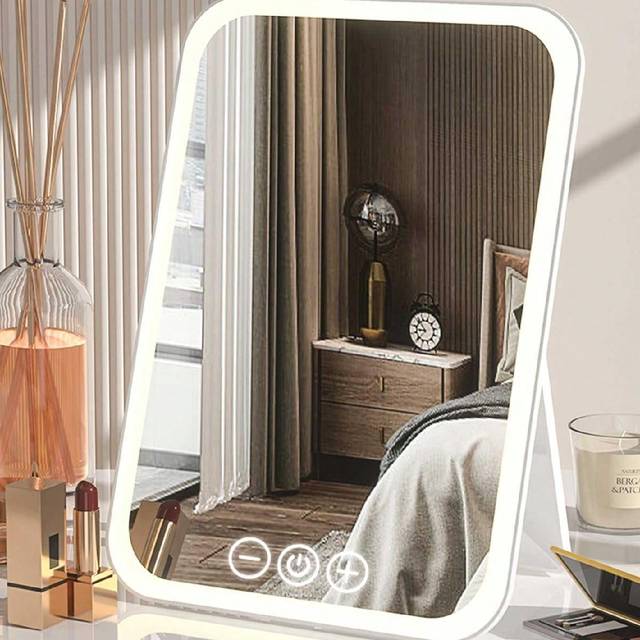SHEIN Portable LED Lighted Makeup Mirror, Folding Desk Mirror With Strap For Student Dormitory, Office And Dressing Table Best Gifts Birthday Graduation Sch