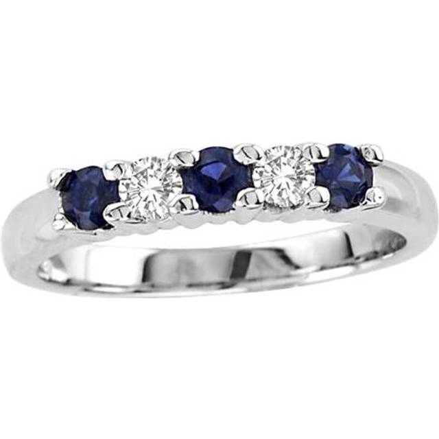 Louis Creations RL1544K-SD-6.5 0.20 CTW Five Stone Diamond & Sapphire Band, 14K Gold - Size 6.5