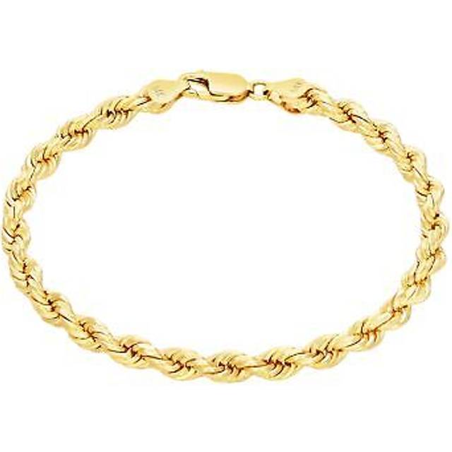 14k yellow gold solid 5mm mens diamond cut rope chain link bracelet 7" 8" 9"