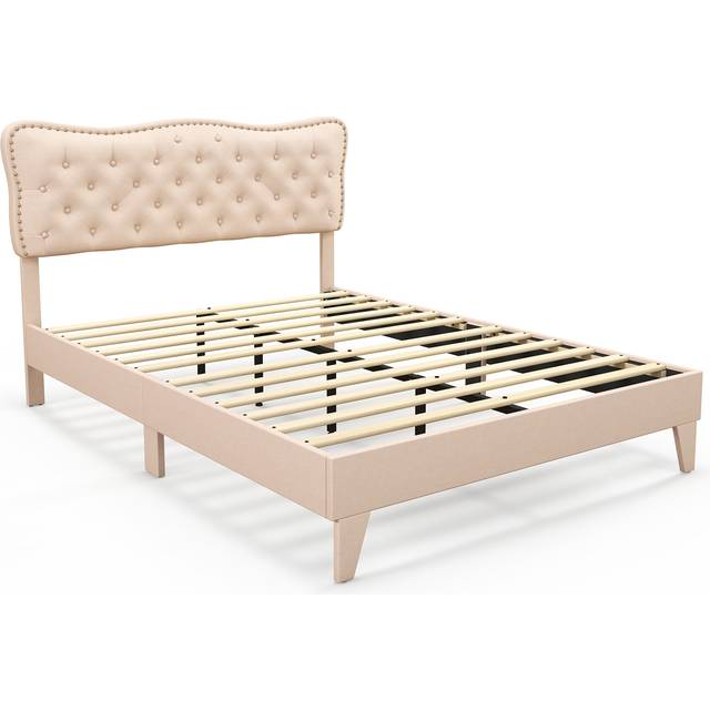 Double/King Size Bed Frame with Button Tufted Headboard-King Size