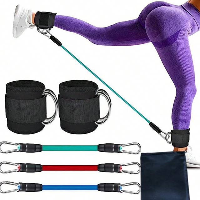 SHEIN 5 Pieces/Set Ankle Resistance Bands, Ankle Bands With Cuffs, Resistance Bands For Leg And  Training, Ankle Bands With Exercise Bands