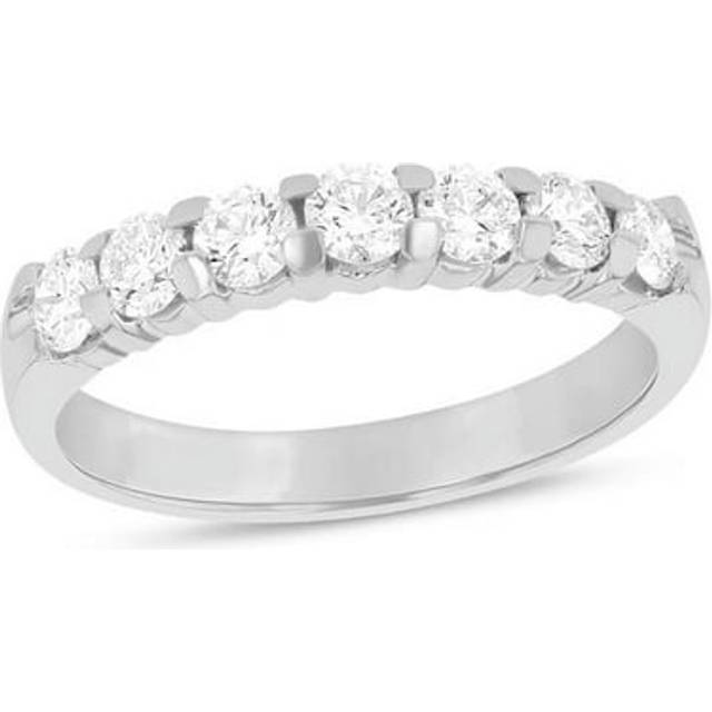 0.75 CTTW 7 Stone Round Diamonds Shared Prong Anniversary or Wedding Band 14K Gold Bridal Ring H-J SI - Size 8.5